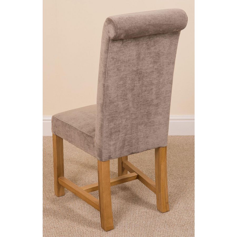 Seattle Oak Extending Dining Table and 4 Washington Grey Fabric Dining Chairs