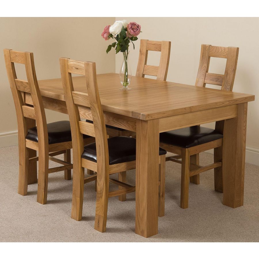 Seattle Oak Extending Dining Table and 4 Yale Oak Dining Chairs