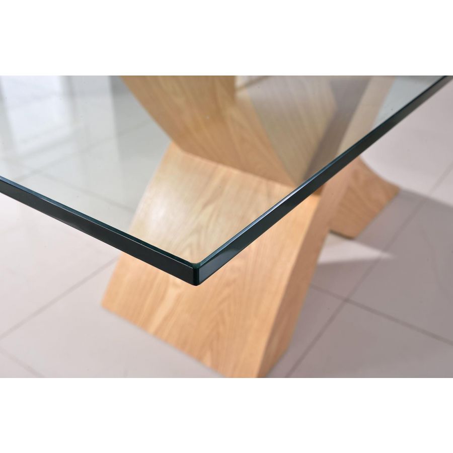 Valencia Oak Small Glass Dining Table & 4 Alisa Ivory Leather Chairs