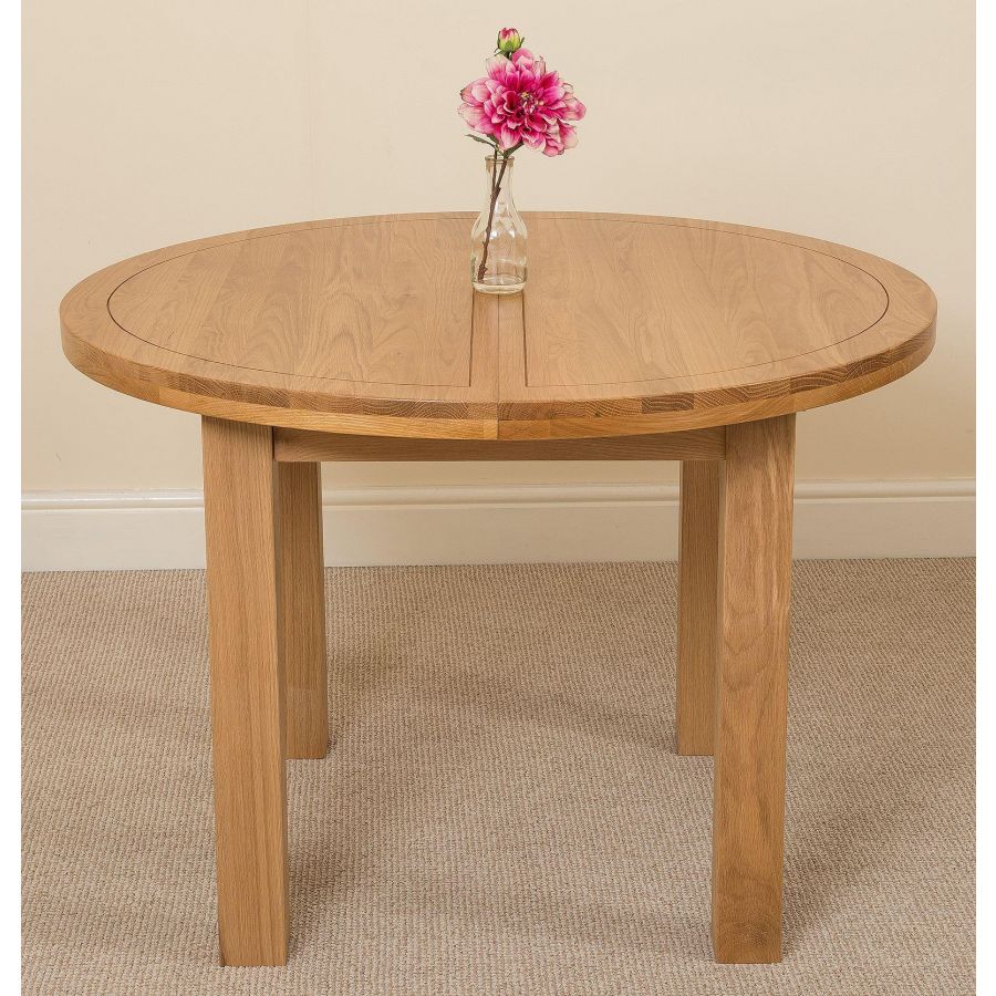 6 Seater Solid Oak Extendable Round, Extendable Round Kitchen Dining Tables