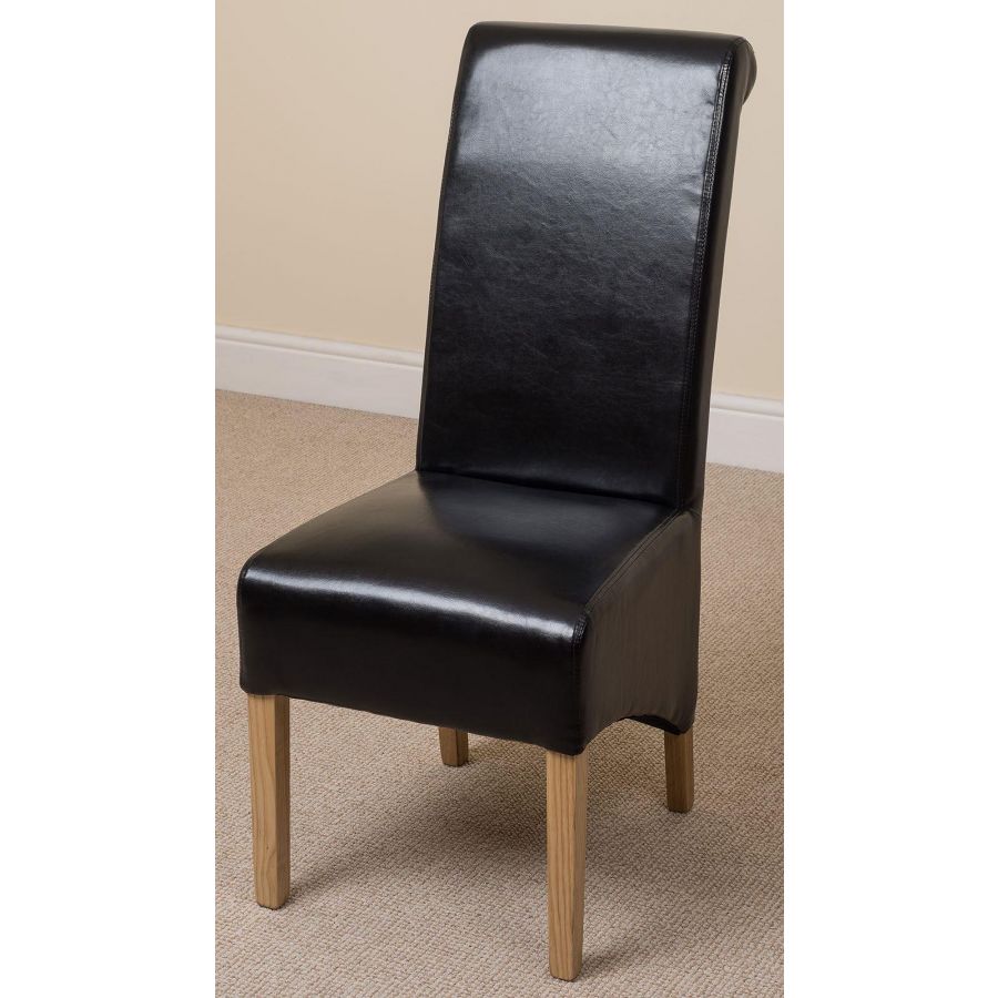 Oak Furniture King, Black Leather Dining Room Chairs Set Of 6