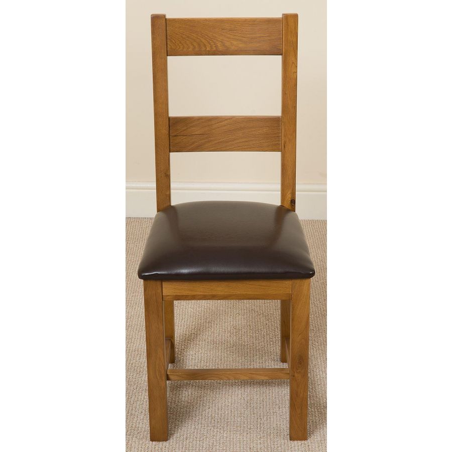 Lincoln Rustic Solid Oak Dining Chair Ladder Back Oak Furniture King