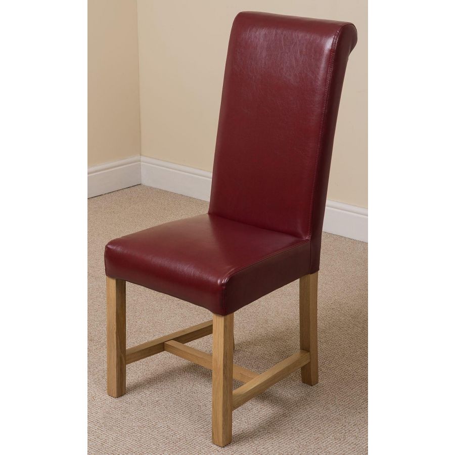 Washington Dining Chair Burgundy Leather Oak Furniture King