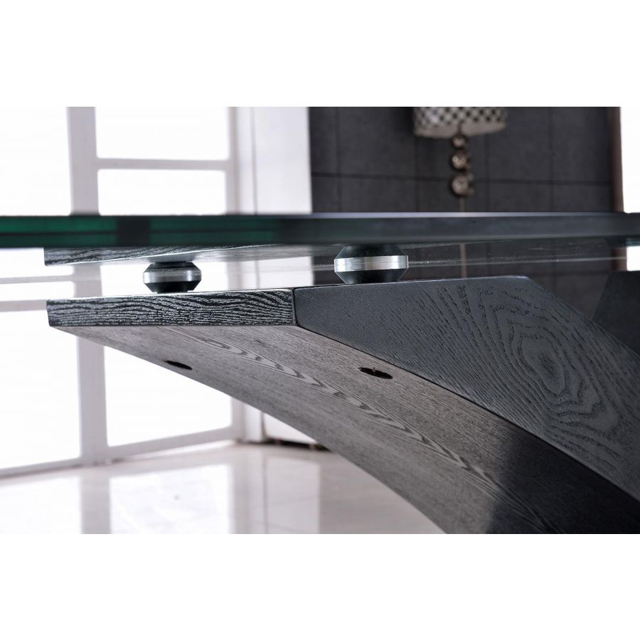 Valencia Black 200cm Large Glass Dining Table