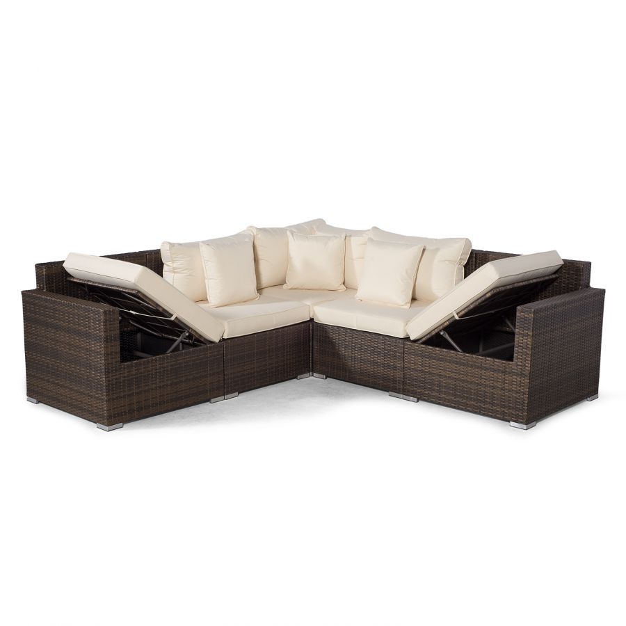 Havana Modular 7 Seat Rattan Corner Sofa Dining Set Brown
