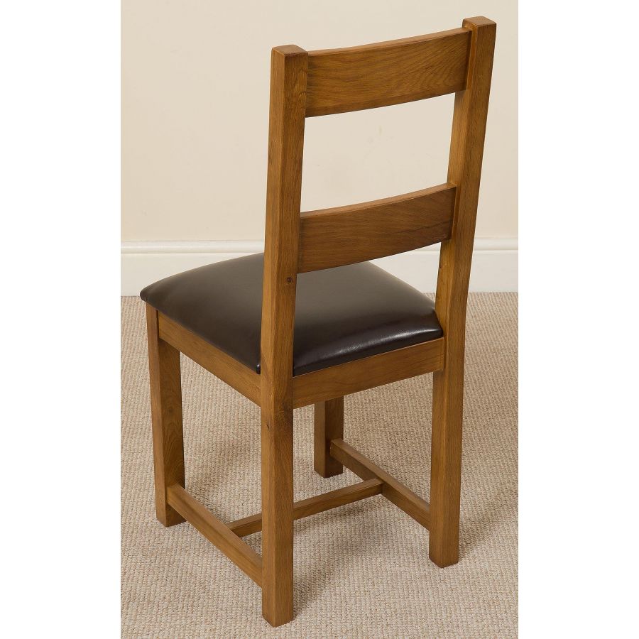 Lincoln Rustic Solid Oak Dining Chair Ladder Back Oak Furniture King