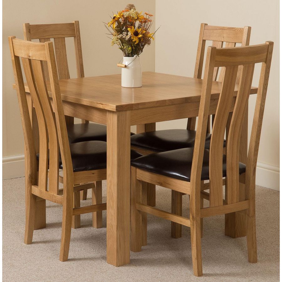 Oslo Small Square Oak Dining Set With 4, Oak Dining Room Chairs Set Of 4