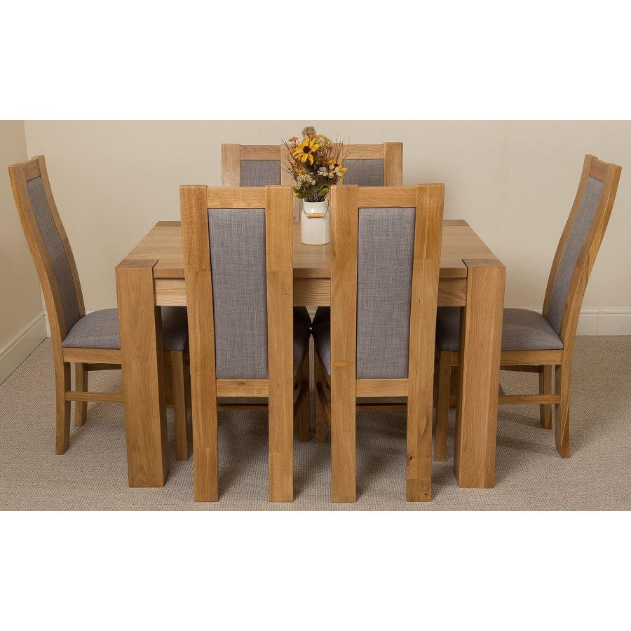 Kuba Small Oak Dining Table with 6 Stanford Oak Chairs