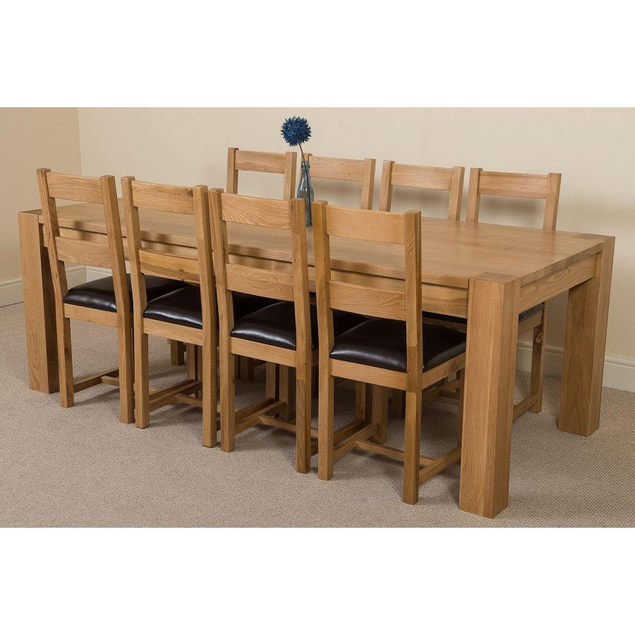 Kuba Extra Large Oak Dining Table With, How Large Is A Table That Seats 8