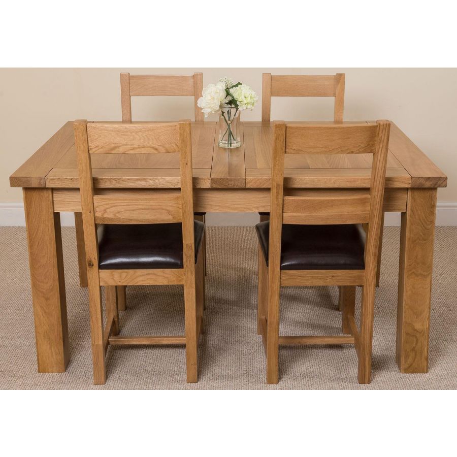 Seattle Oak Extending Dining Table and 4 Lincoln Oak Dining Chairs