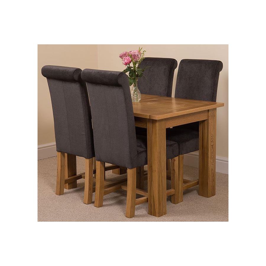 Hampton Small Oak Extending Dining Table with 4 Washington Black Fabric Chairs