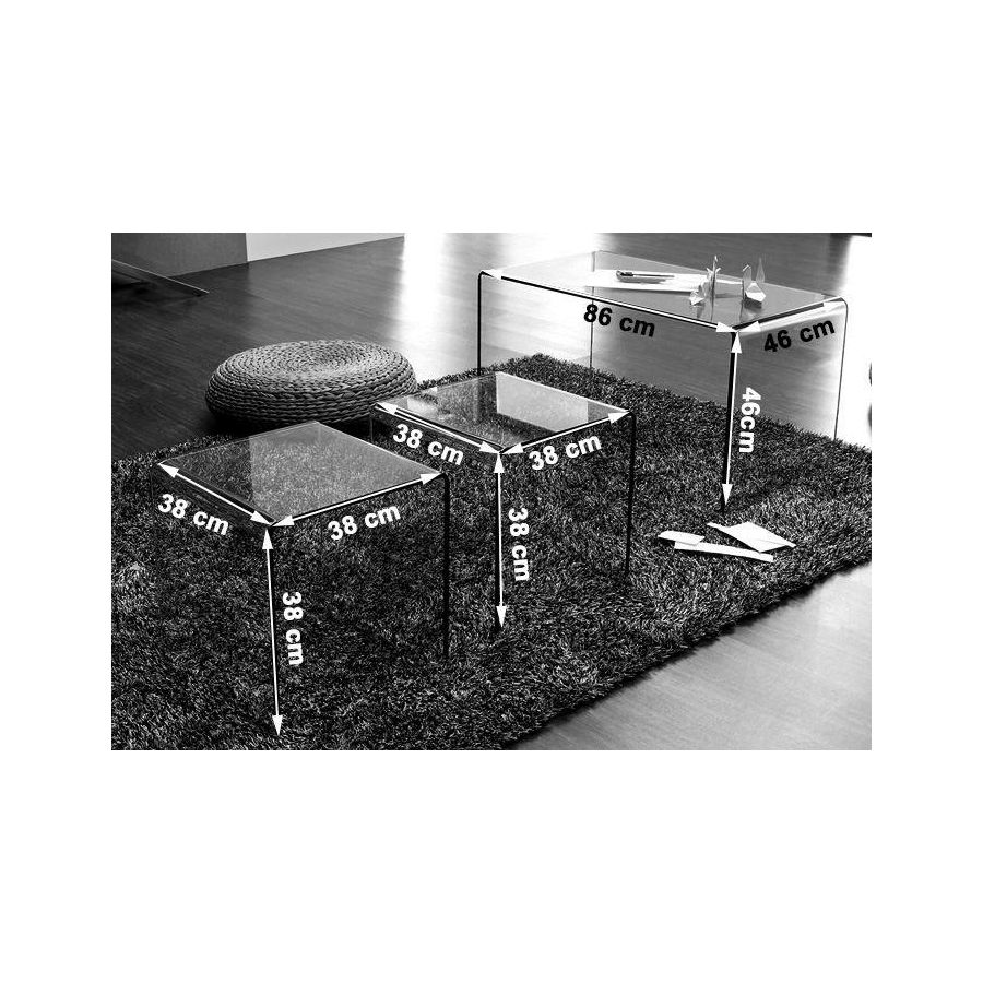 Modena Set of Coffee Tables | Clear Glass