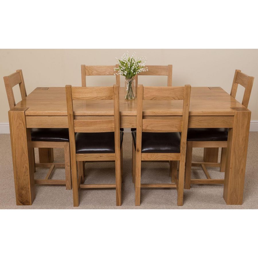 Kuba Large Oak Dining Table with 6 Lincoln Oak Chairs