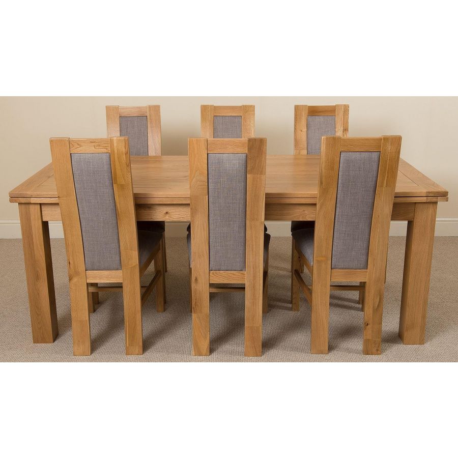 Richmond Large Oak Extending Dining Table with 6 Stanford Oak Dining Chairs