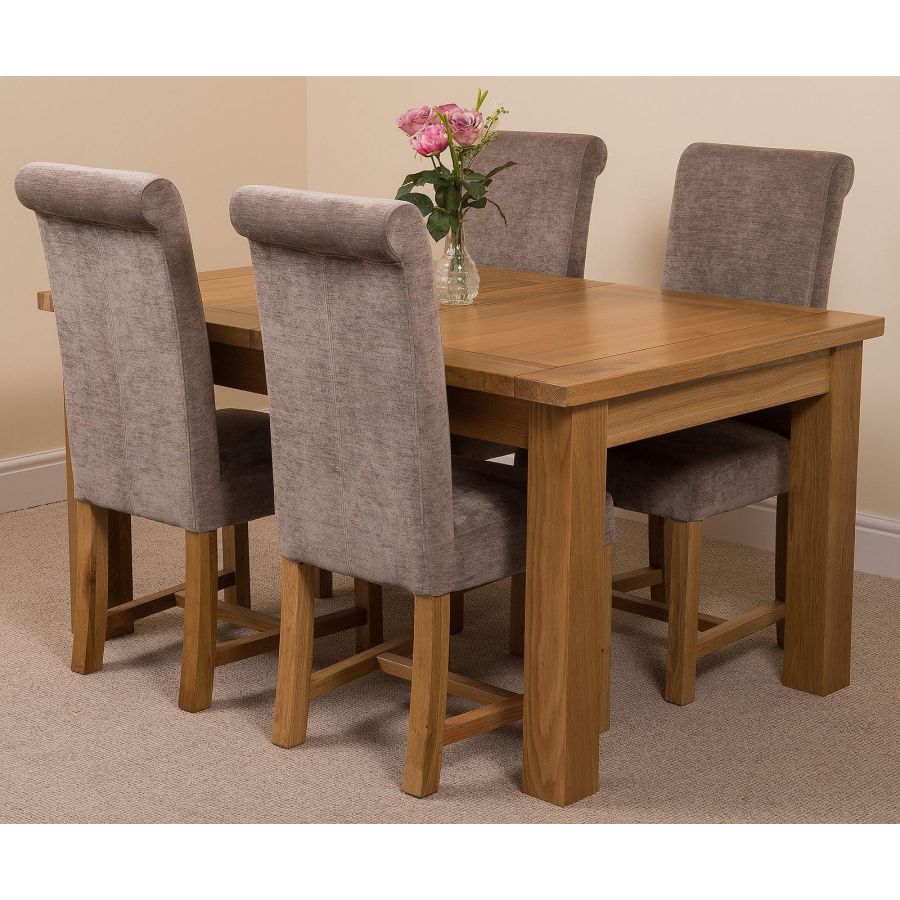 Seattle Dining Set With 4 Grey Chairs Oak Furniture King