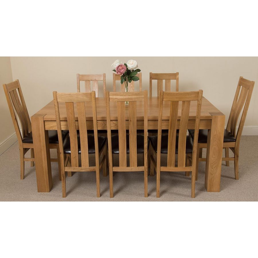 Kuba Large Oak Dining Table with 8 Princeton Oak Chairs