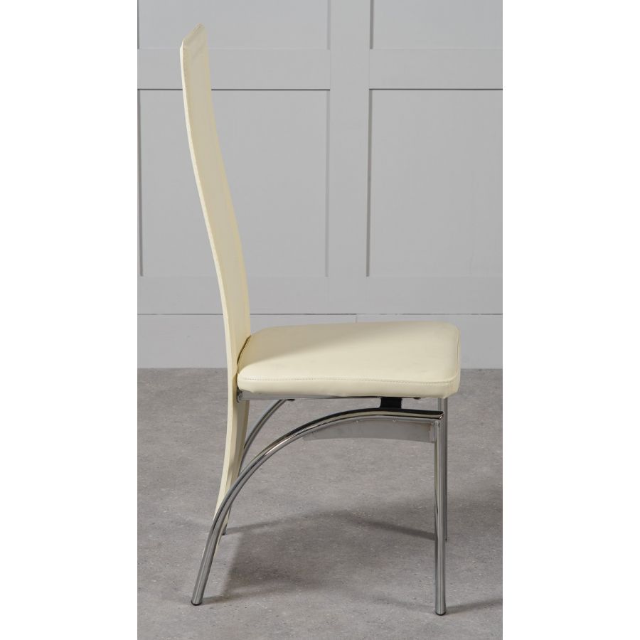 Alisa Ivory Leather Dining Chair High Back Oak Furniture King