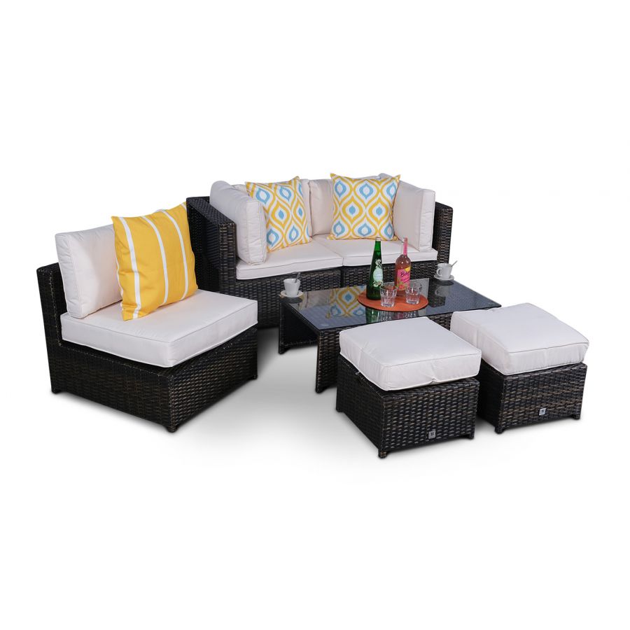 Amalfi 6 Seat Rattan Garden Sofa Set with Coffee Table and 2