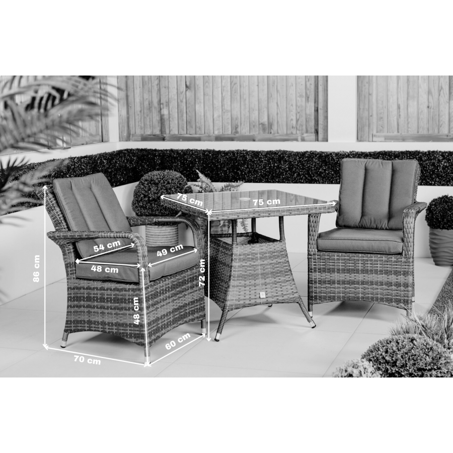 Arizona Square Patio Bistro Table and Chairs Set - Brown