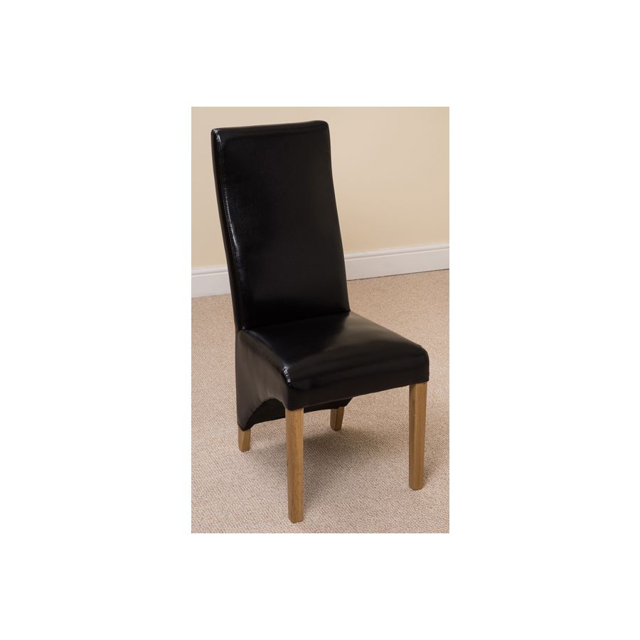 Seattle Oak Extending Dining Table and 4 Lola Black Leather Dining Chairs