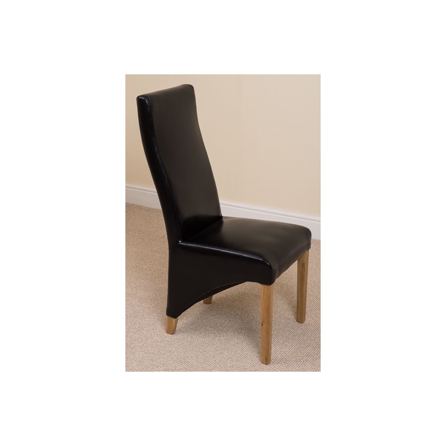 Seattle Oak Extending Dining Table and 4 Lola Black Leather Dining Chairs