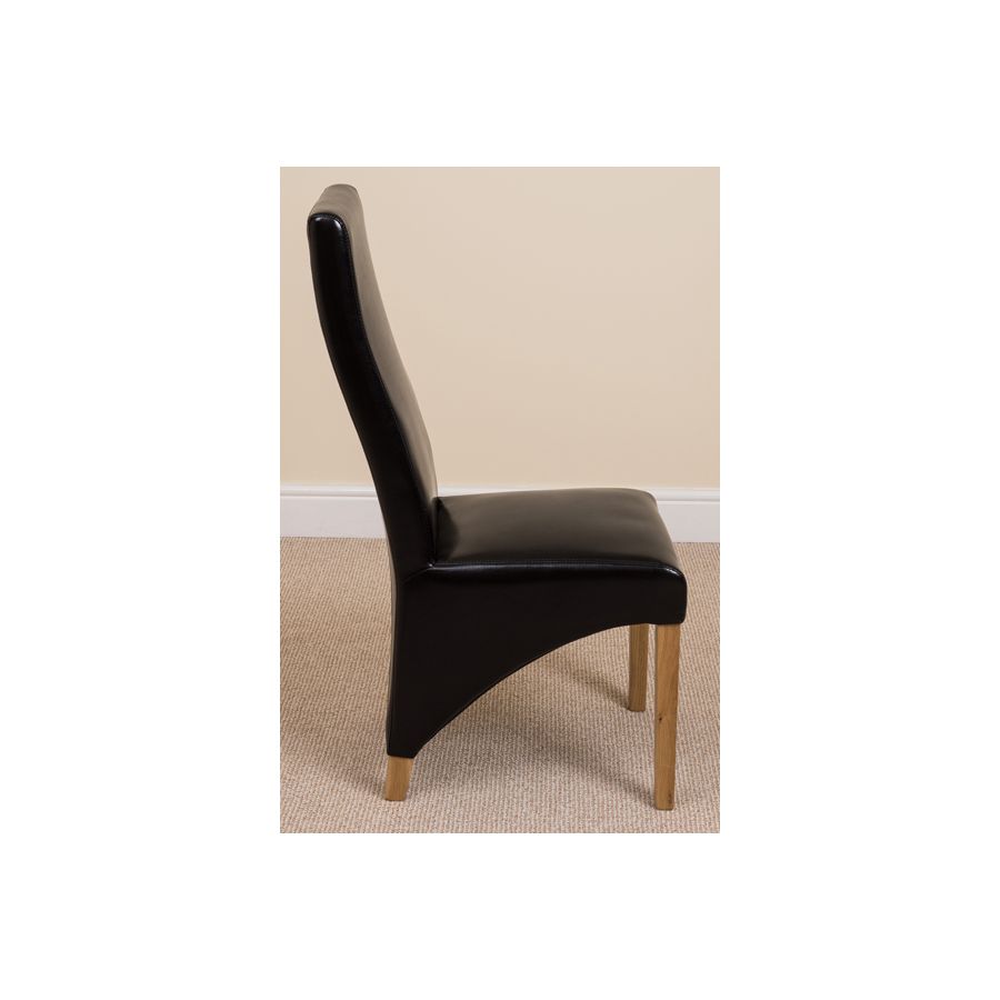 Seattle Oak Extending Dining Table and 4 Lola Black Leather Dining Chairs