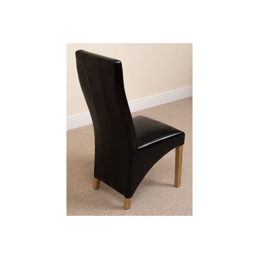 Seattle Oak Extending Dining Table and 8 Lola Black Leather Dining Chairs