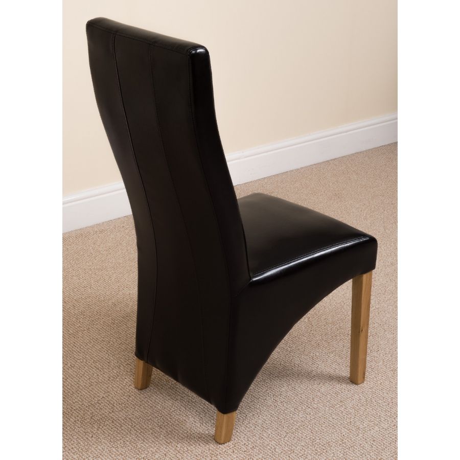 Oregon Round Oak Dining Table with 4 Lola Black Leather Chairs