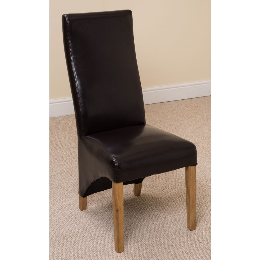Dakota Small Oak Dining Table with 4 Lola Brown Leather Chairs