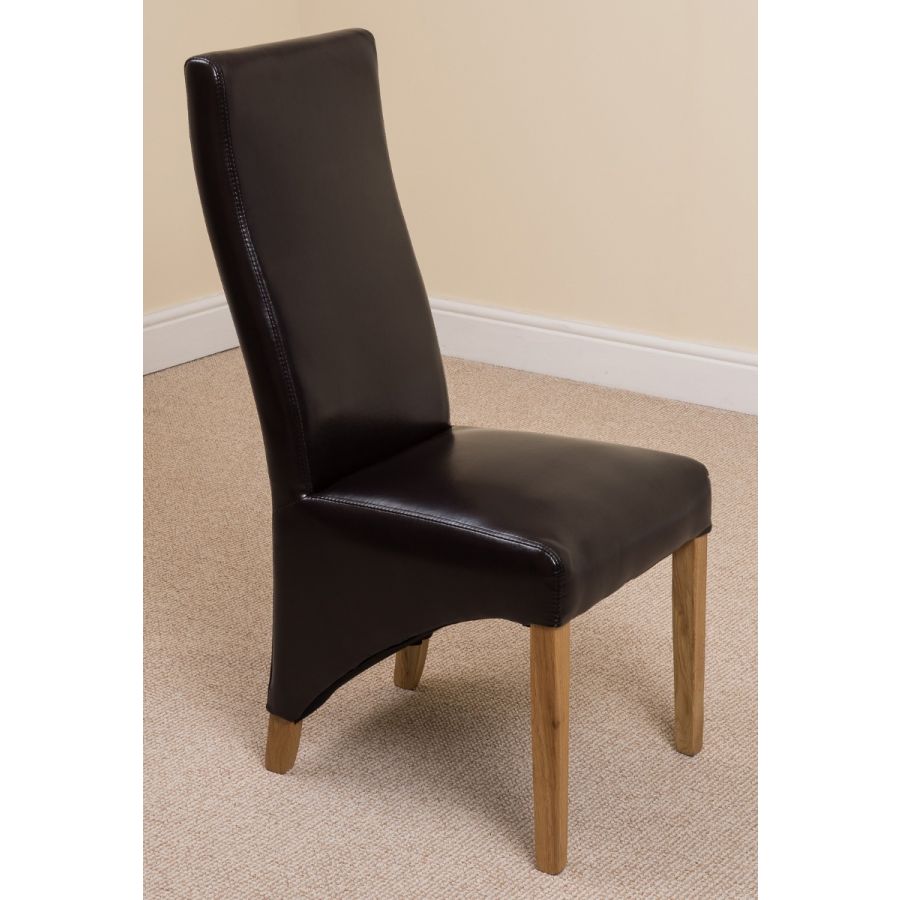 Dakota Small Oak Dining Table with 4 Lola Brown Leather Chairs