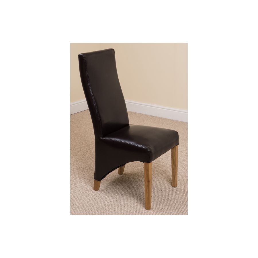 Seattle Oak Extending Dining Table and 4 Lola Brown Leather Dining Chairs