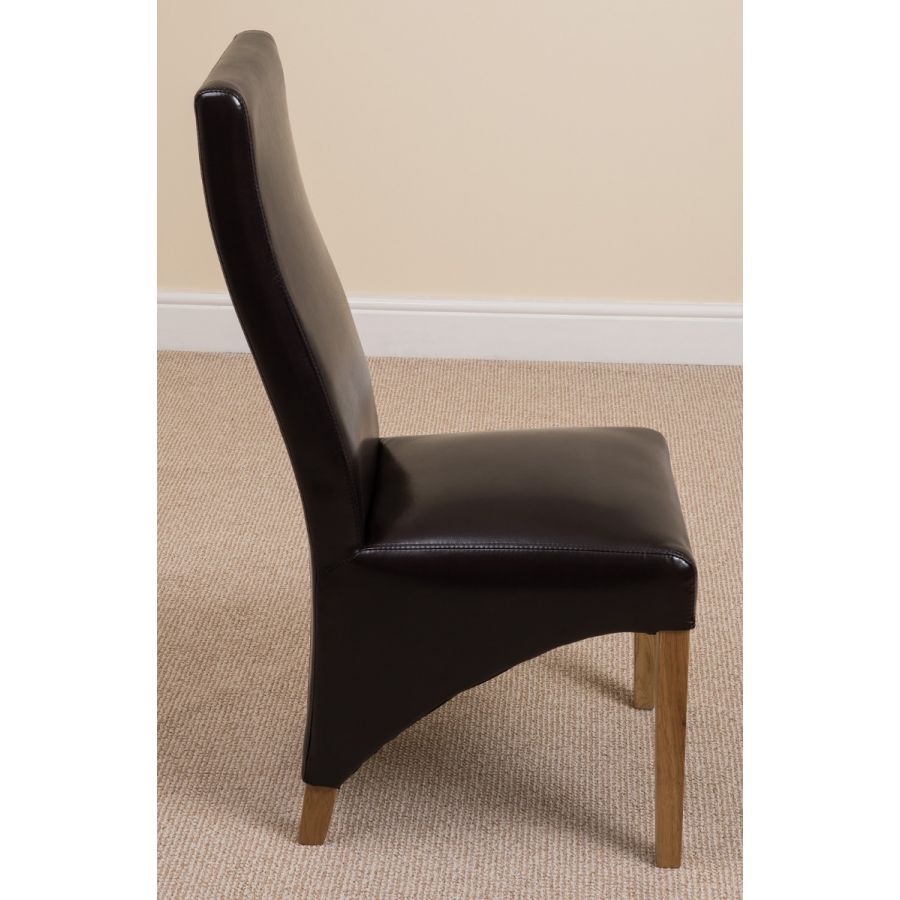 Dakota Small Oak Dining Table with 4 Lola Brown Leather Chairs