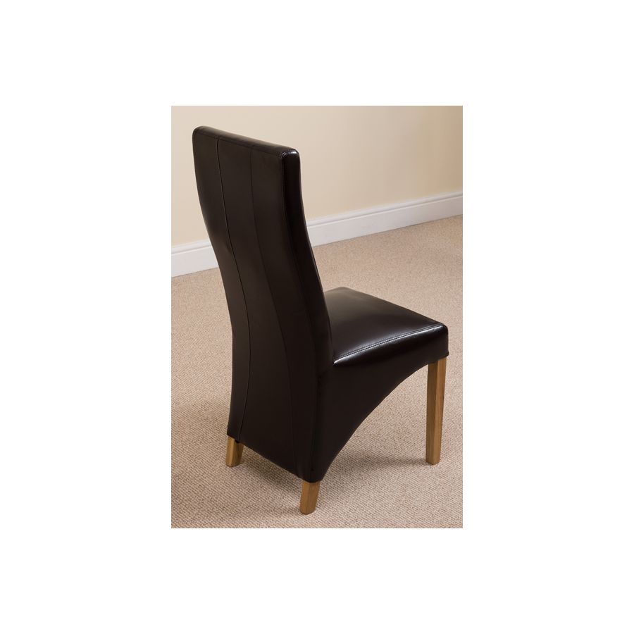 Seattle Oak Extending Dining Table and 4 Lola Brown Leather Dining Chairs