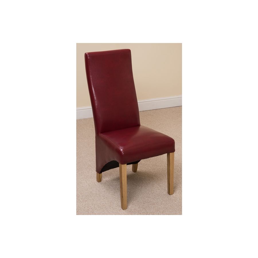 Seattle Oak Extending Dining Table and 4 Lola Burgundy Leather Dining Chairs