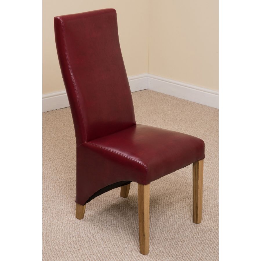 Oslo 180 x 90cm Large Oak Dining Set with 6 Lola Burgundy Leather Chairs