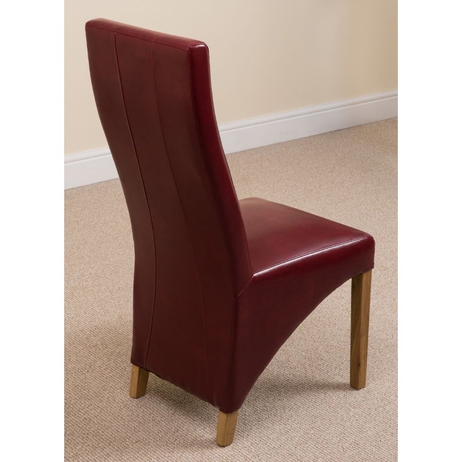 Dakota Small Oak Dining Table with 4 Lola Burgundy Leather Chairs