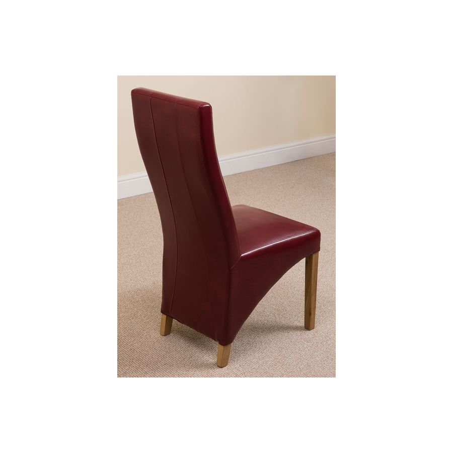 Seattle Oak Extending Dining Table and 4 Lola Burgundy Leather Dining Chairs