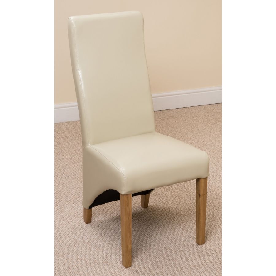 Dakota Extra Large Oak Dining Table with 10 Lola Ivory Leather Chairs