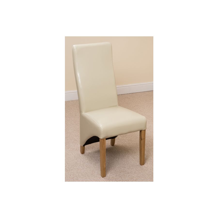 Seattle Oak Extending Dining Table and 8 Lola Ivory Leather Dining Chairs