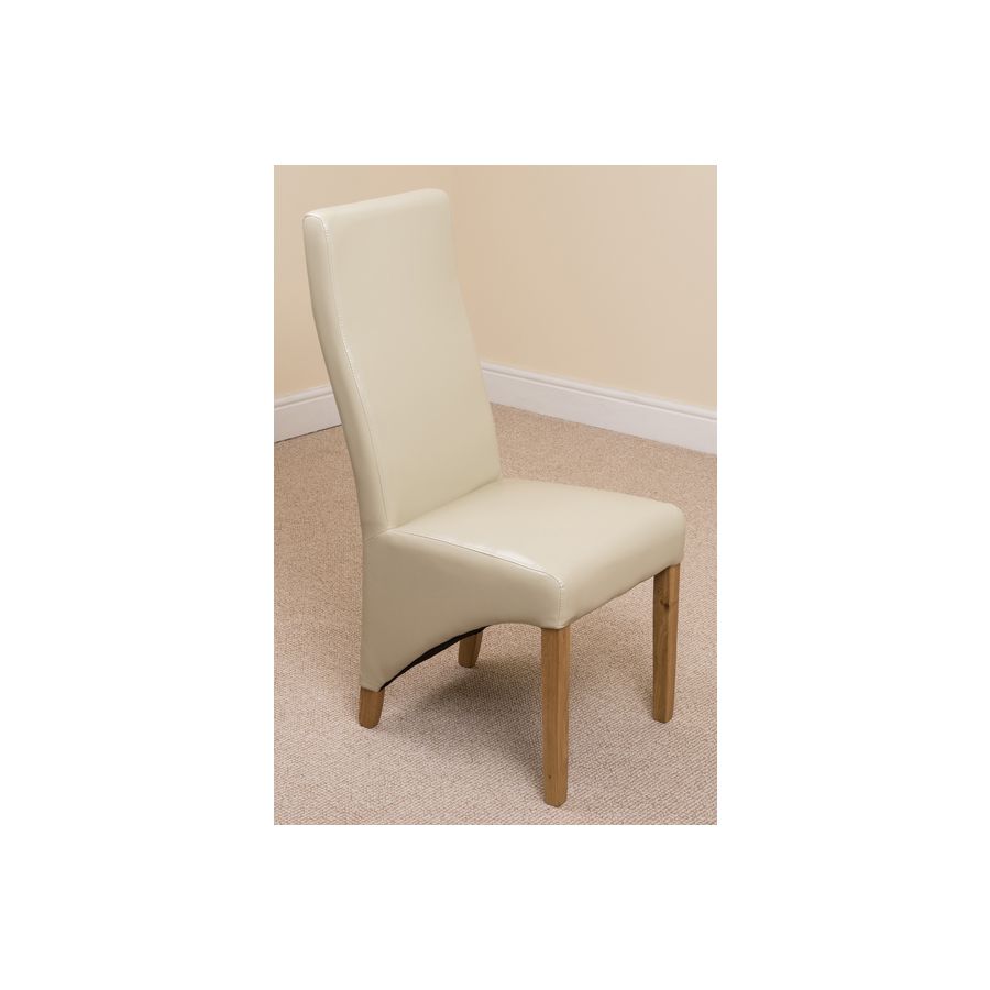 Seattle Oak Extending Dining Table and 8 Lola Ivory Leather Dining Chairs