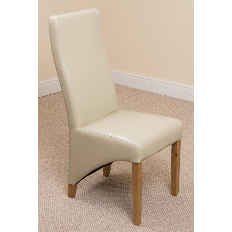 Dakota Small Oak Dining Table with 4 Lola Ivory Leather Chairs