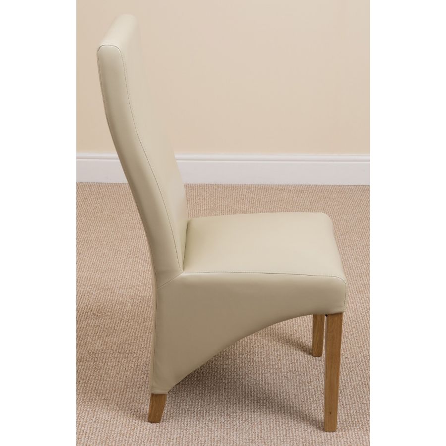 Dakota Small Oak Dining Table with 4 Lola Ivory Leather Chairs