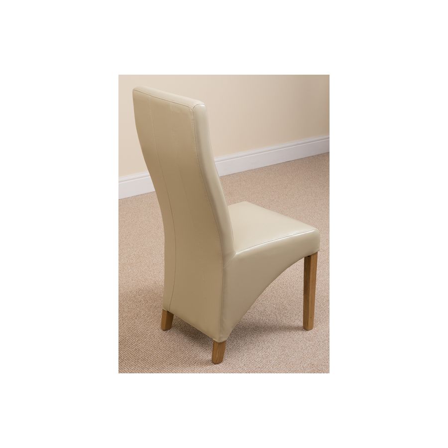 Seattle Oak Extending Dining Table and 8 Lola Ivory Leather Dining Chairs
