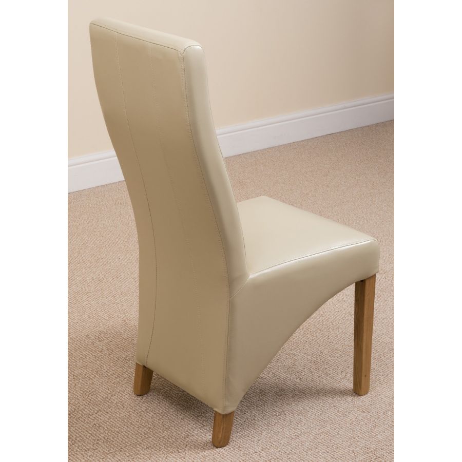 Kuba Medium Oak Dining Table with 6 Lola Ivory Leather Chairs