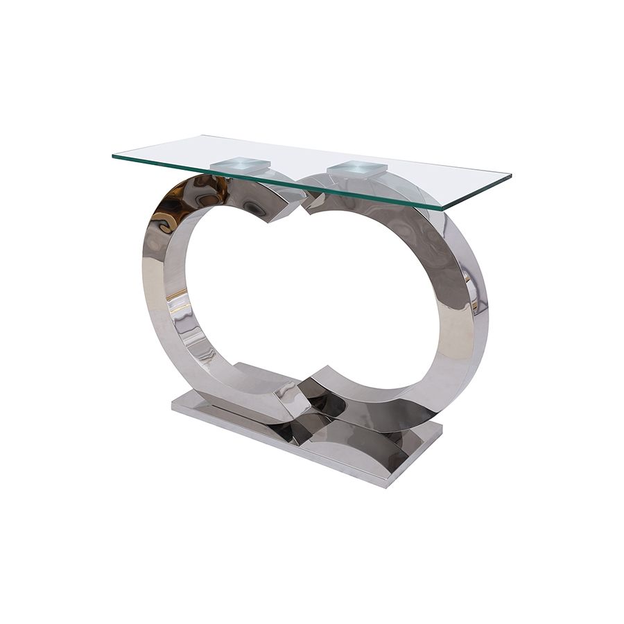 Channel Glass Console Table with Chrome Legs