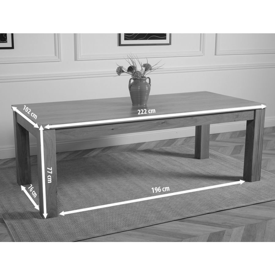 Dakota Extra Large Oak Dining Table with 6 Lola Brown Leather Chairs