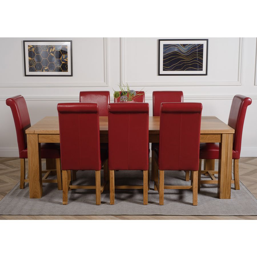 Red leather dining room chairs discount