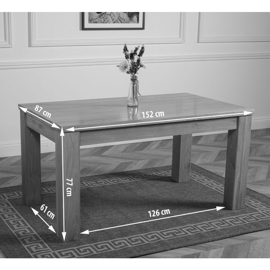 Dakota Medium Oak Dining Table with 6 Lola Brown Leather Chairs Oak