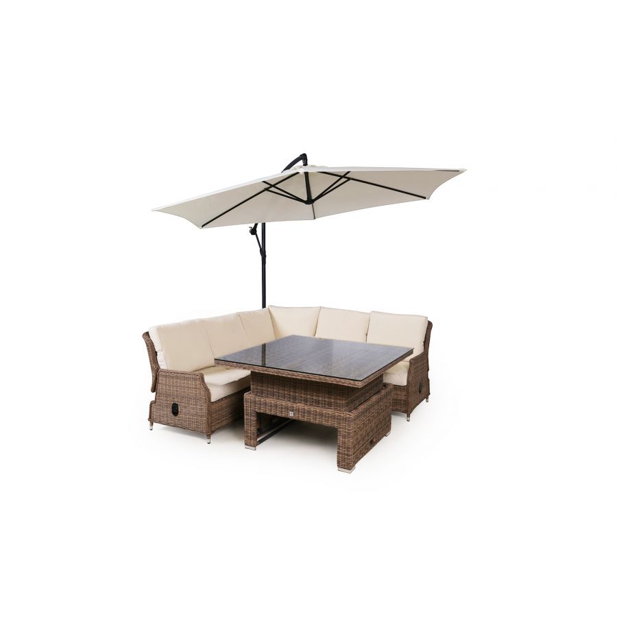 Dorset Modular Rattan Corner Sofa Dining Set - Brown