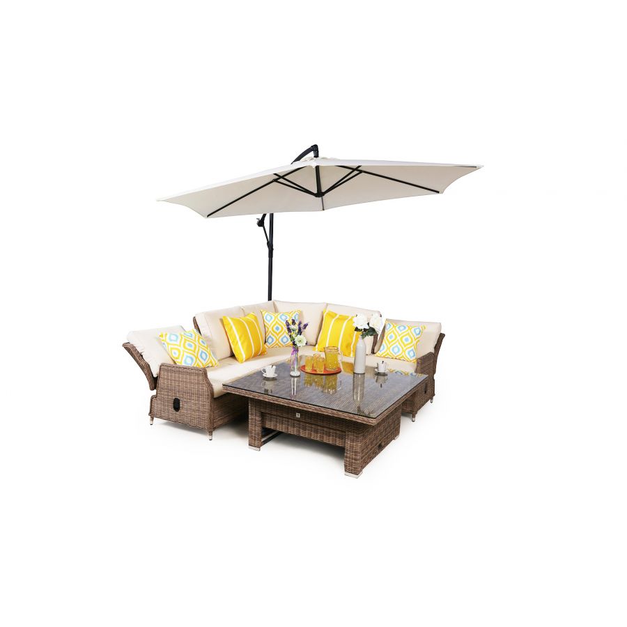Dorset Modular Rattan Corner Sofa Dining Set - Brown